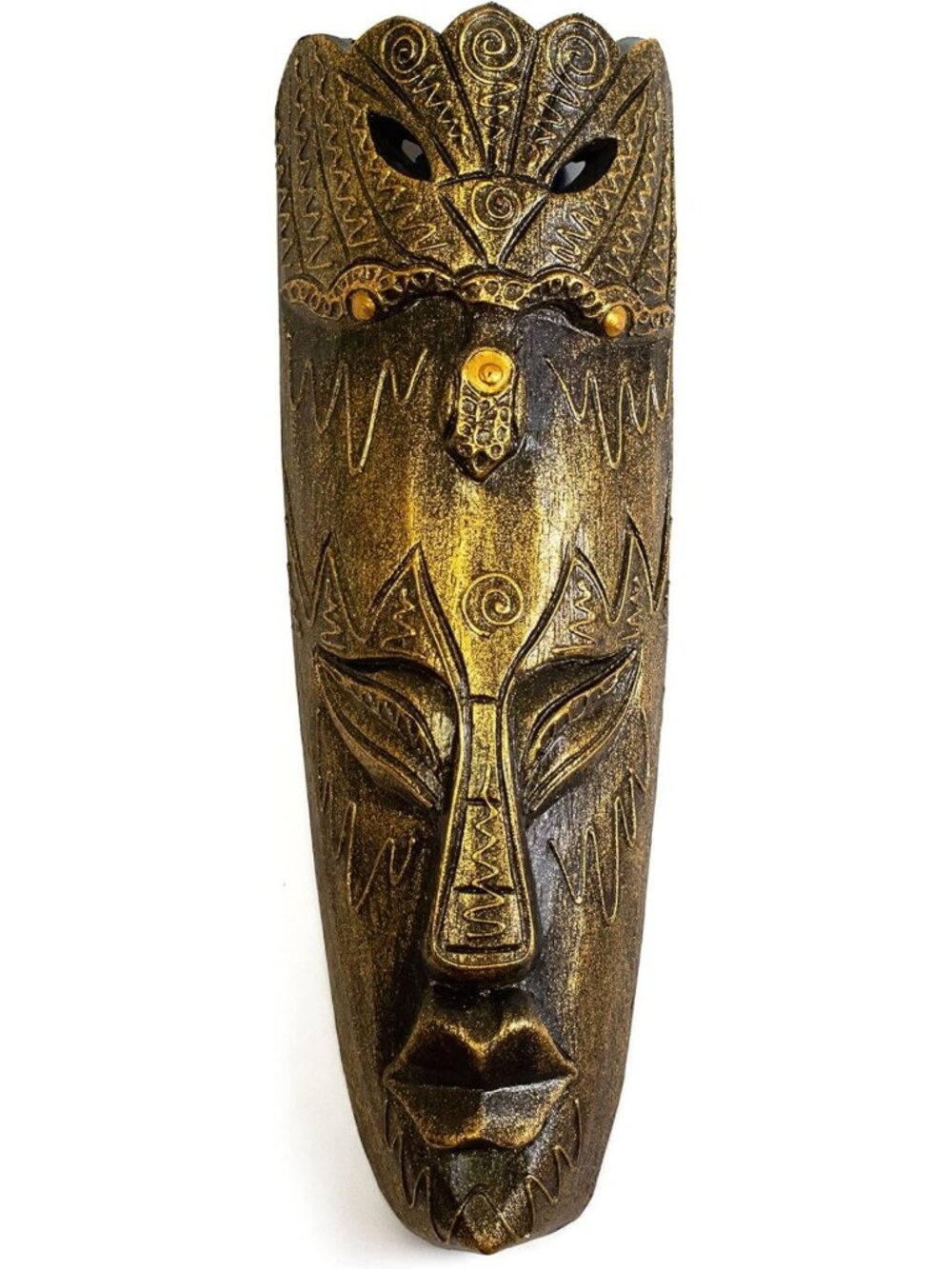 Handmade Wooden Peacock Wall Mask Sculpture, 20" Decorative Art Piece
